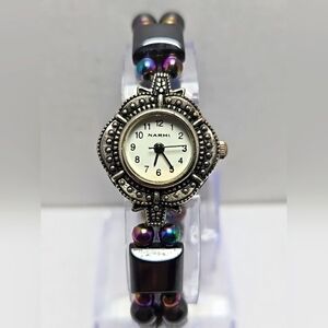Womens Narmi Watch Silver Tone Chameleon Beads Magnetic Clasp New Battery